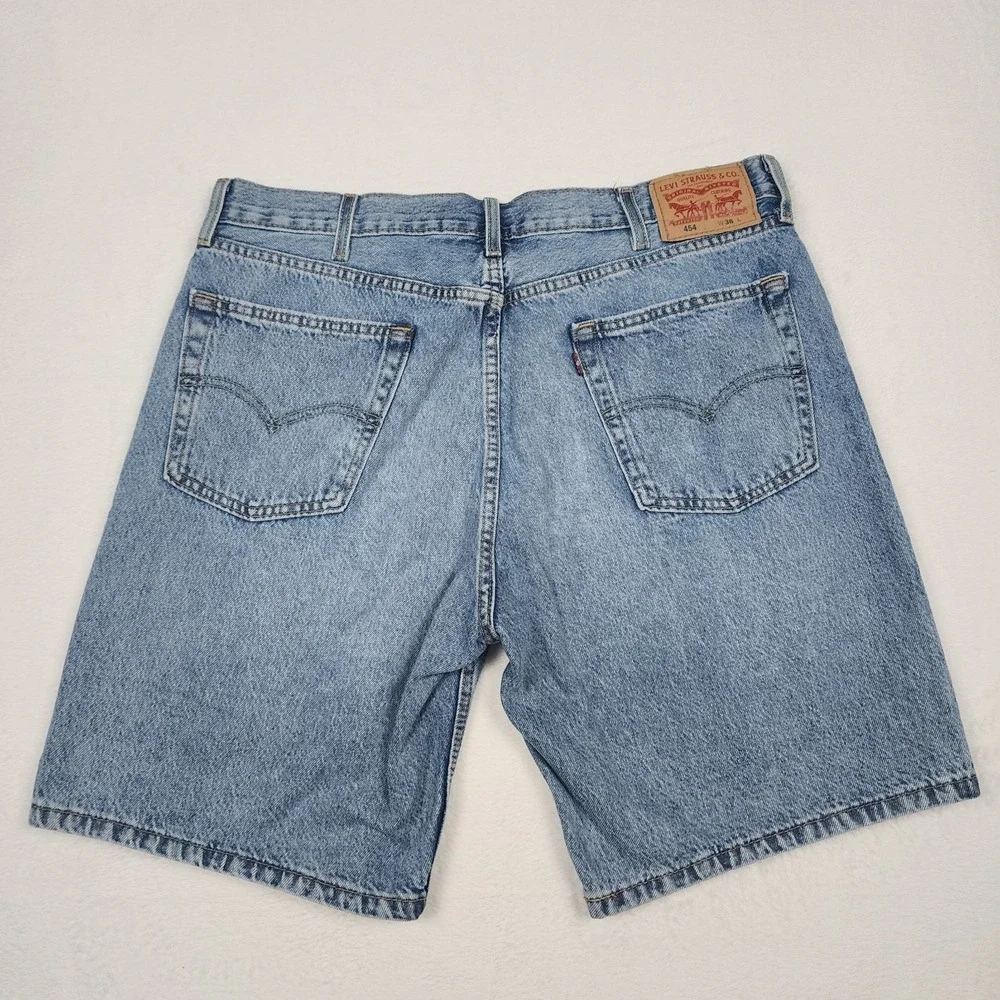 Levis 454 Denim Shorts Mens Size 38 Blue Jean Relaxed Fit Baggy Jorts